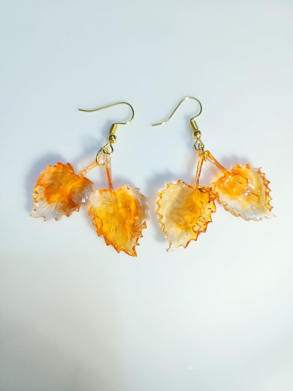 Orange Autumn Leaf Resin Earrings
