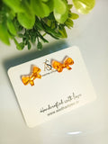 Orange Bow Resin Studs