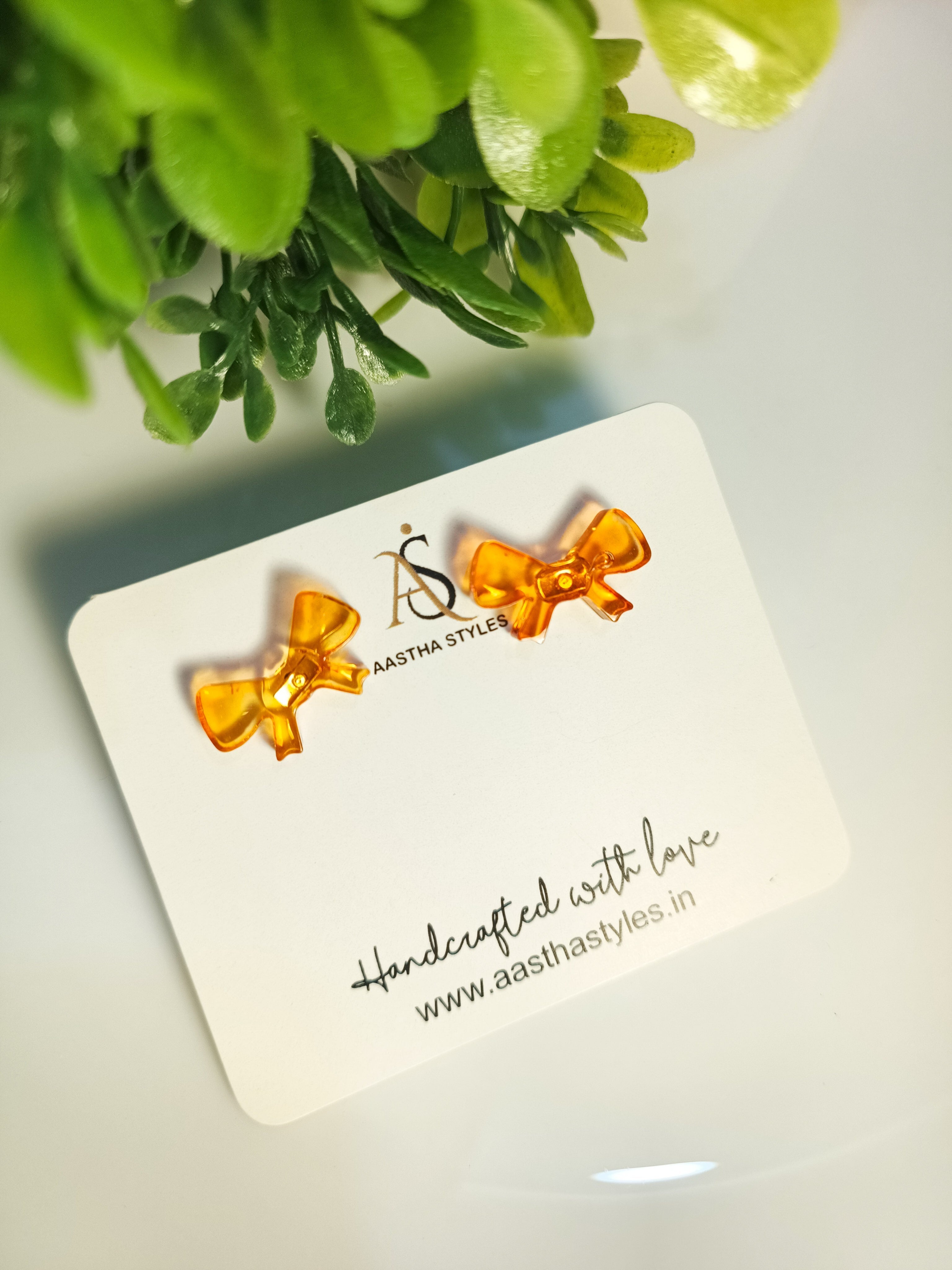 Orange Bow Resin Studs