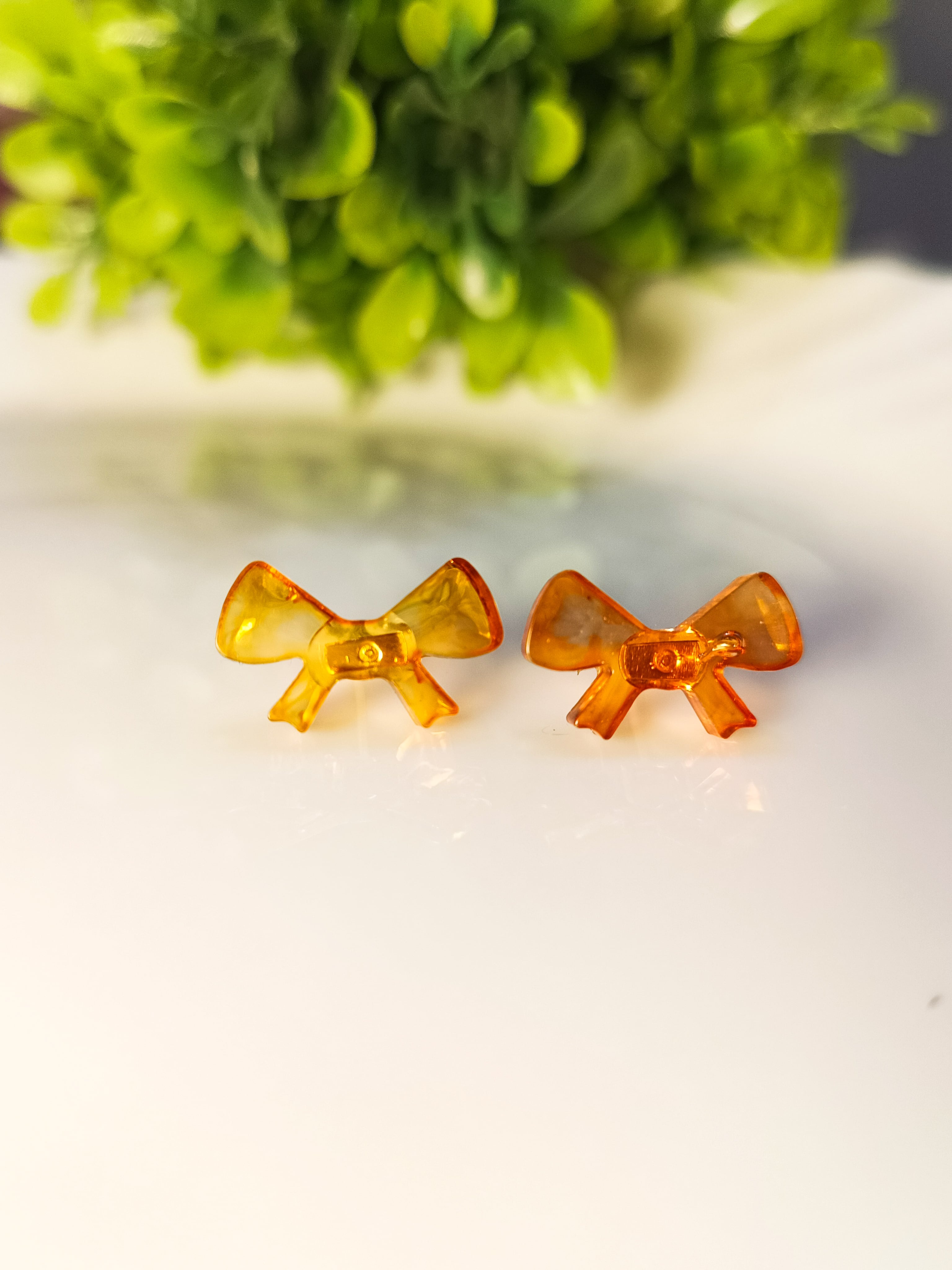 Orange Bow Resin Studs