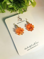 Orange Resin Blossom Earrings