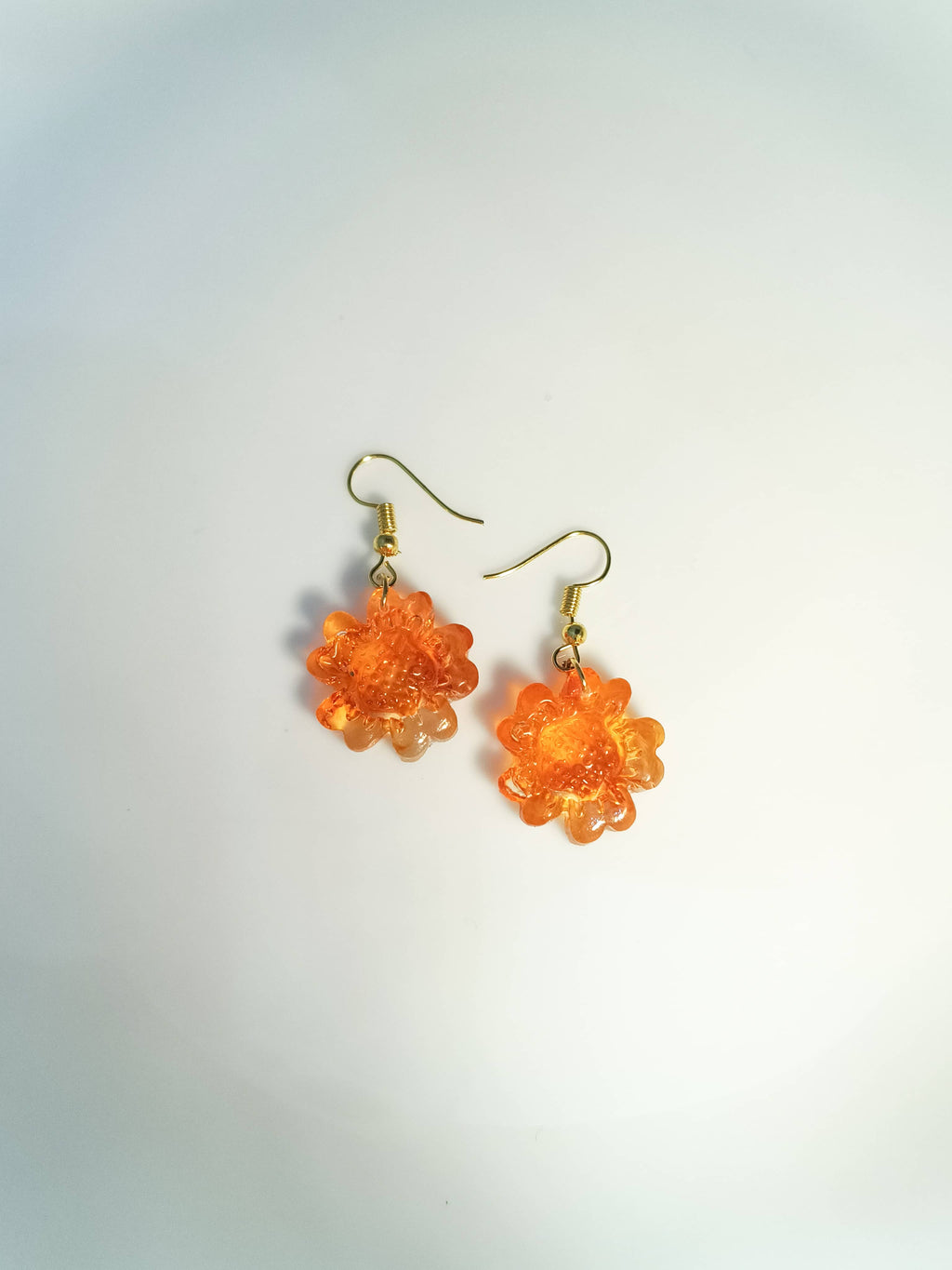 Orange Resin Blossom Earrings