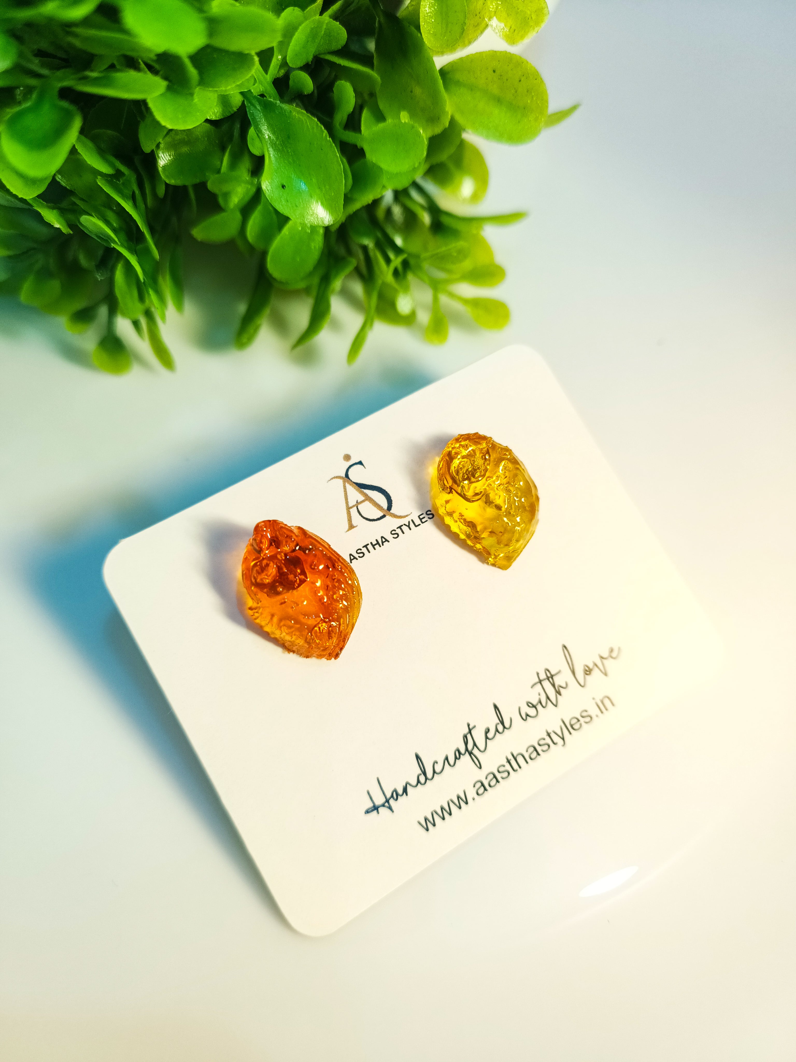 Orange Textured Resin Studs
