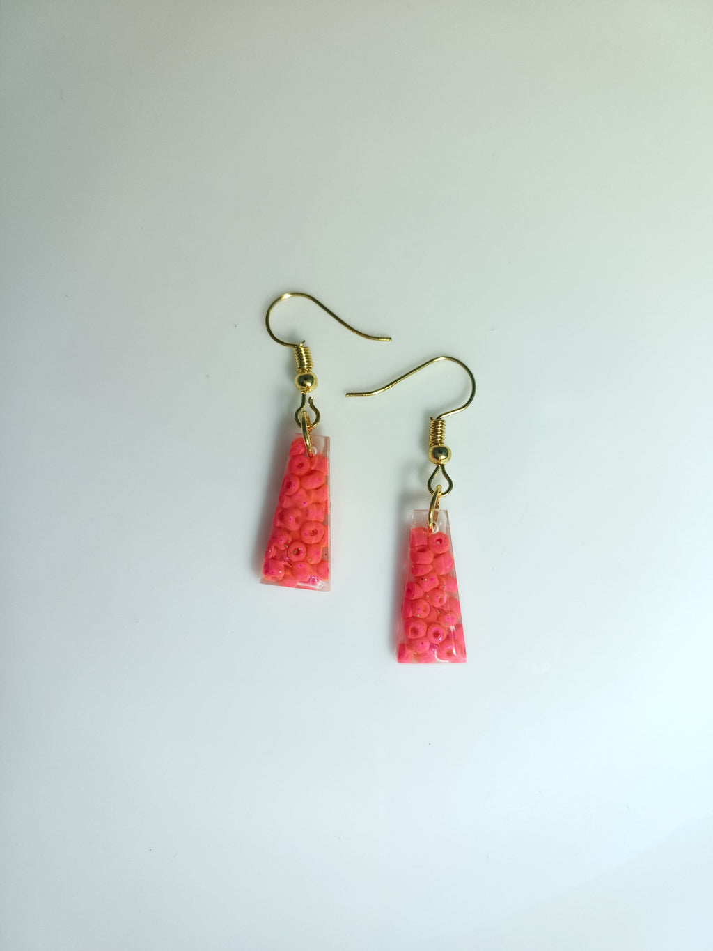 Pink Confetti Resin Bar Earrings