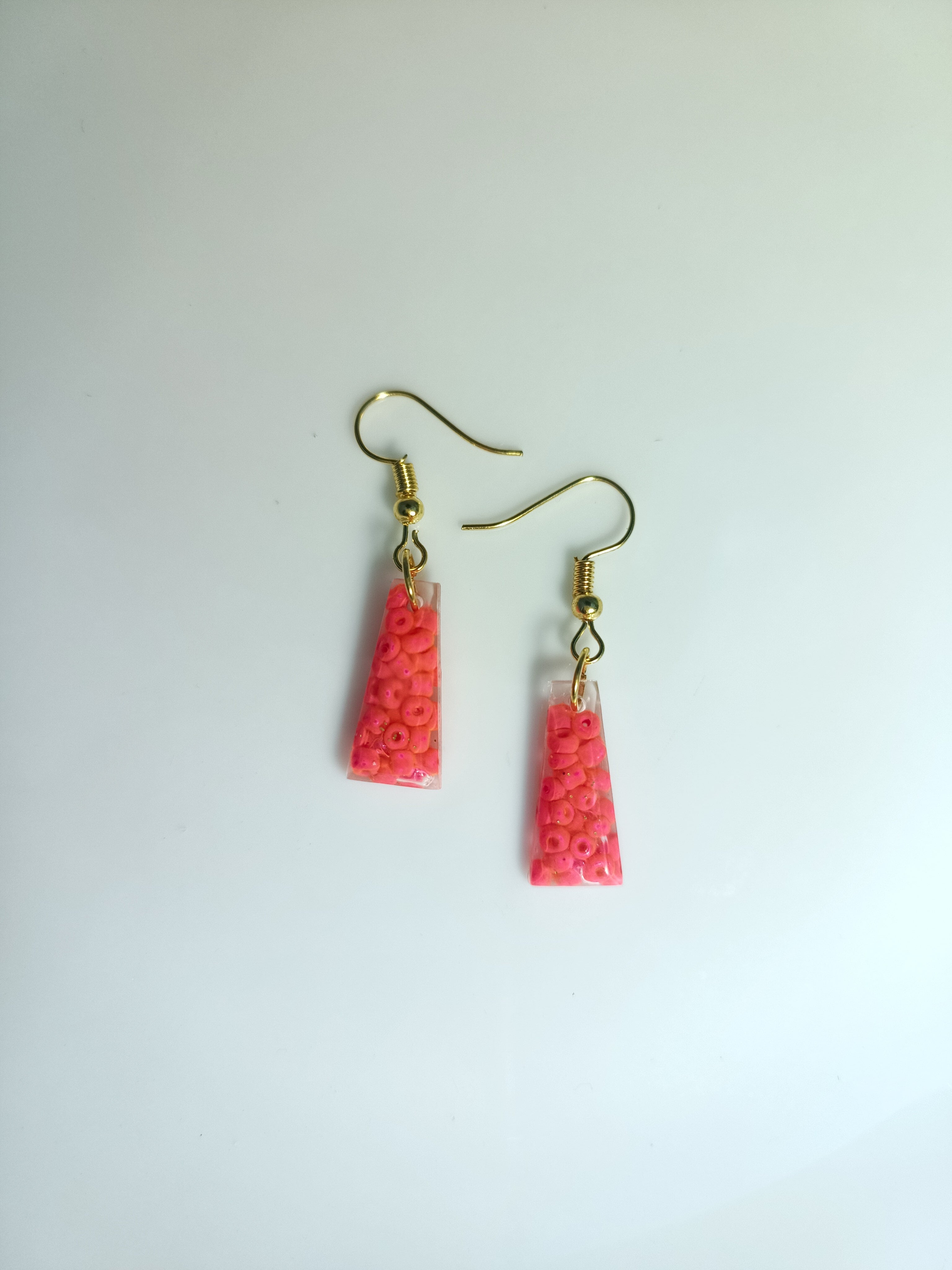 Pink Confetti Resin Bar Earrings