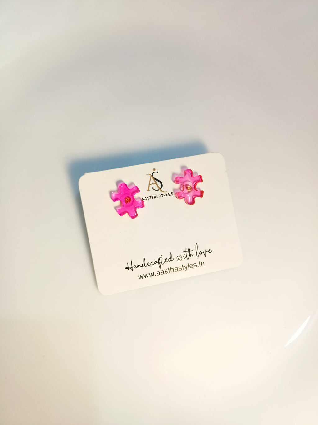 Pink Puzzle Resin Studs