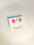 Pink Puzzle Resin Studs
