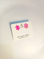 Pink Puzzle Resin Studs