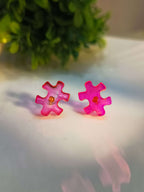 Pink Puzzle Resin Studs