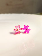 Pink Puzzle Resin Studs