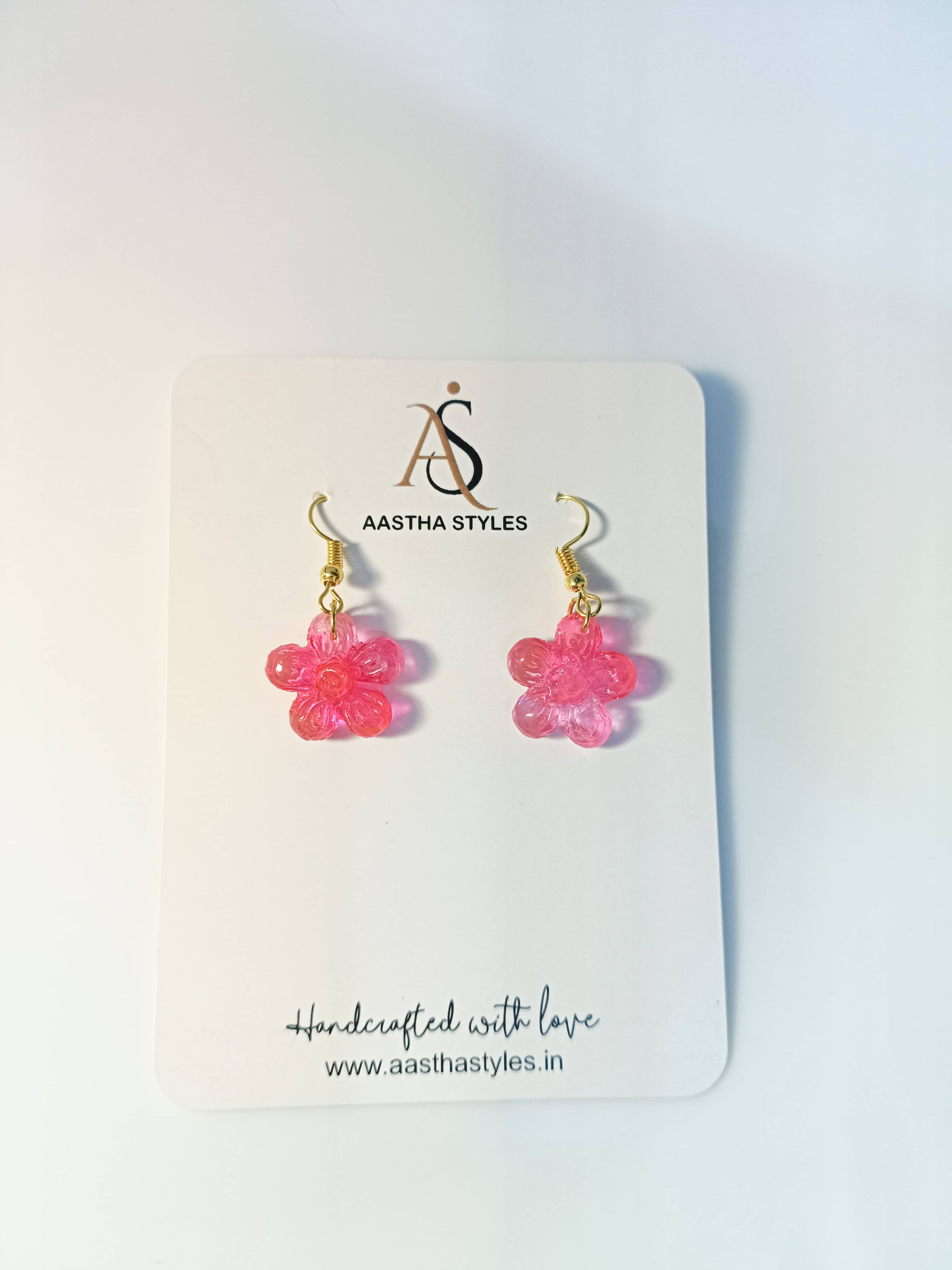 Pink Resin Blossom Earrings