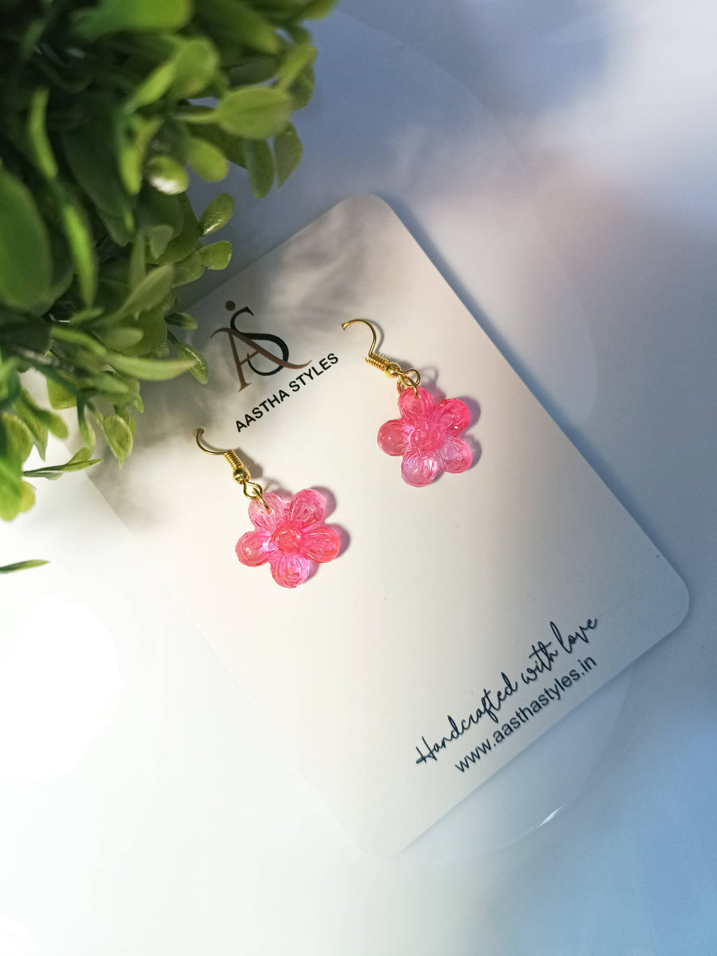 Pink Resin Blossom Earrings