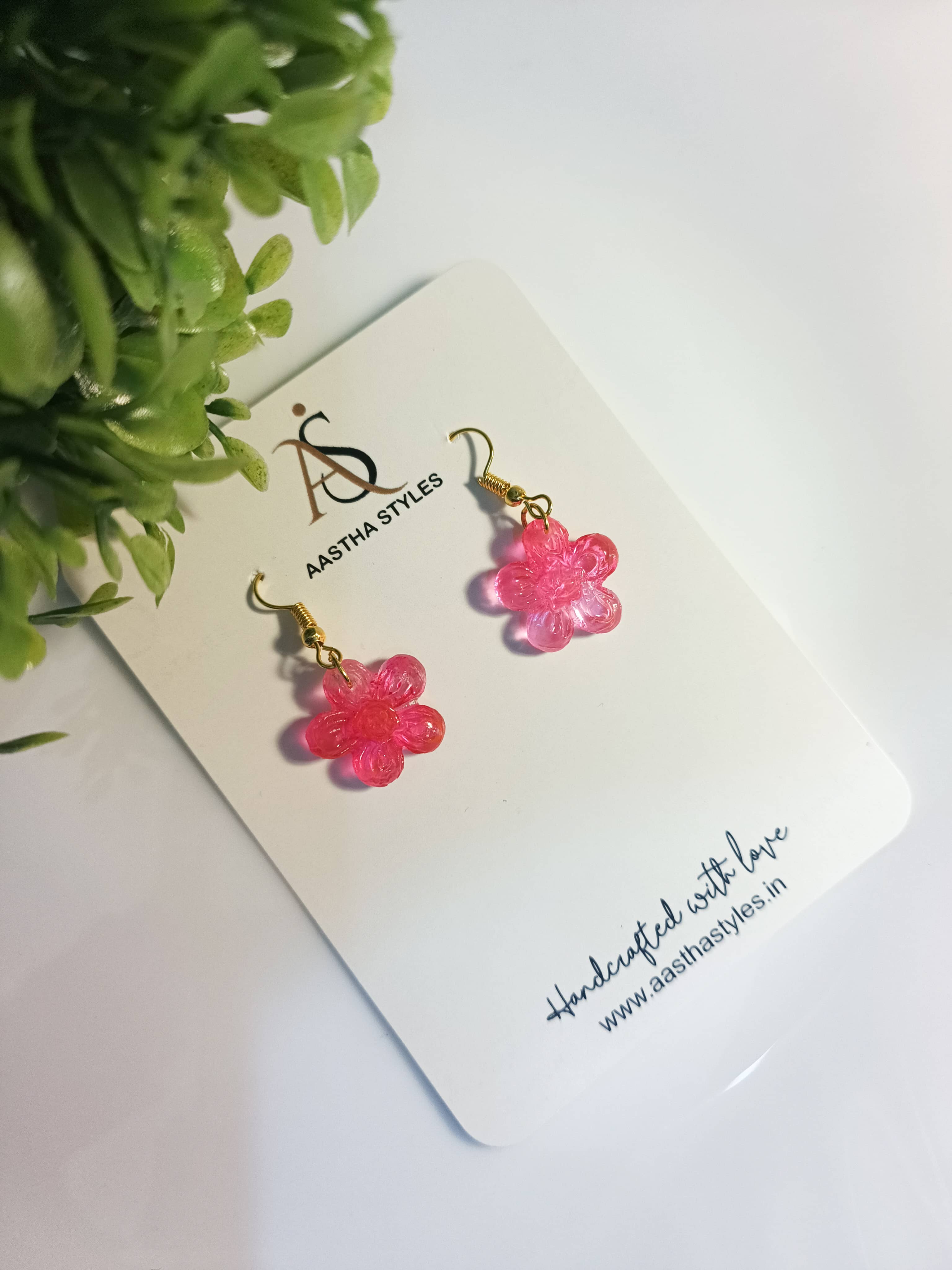Pink Resin Blossom Earrings