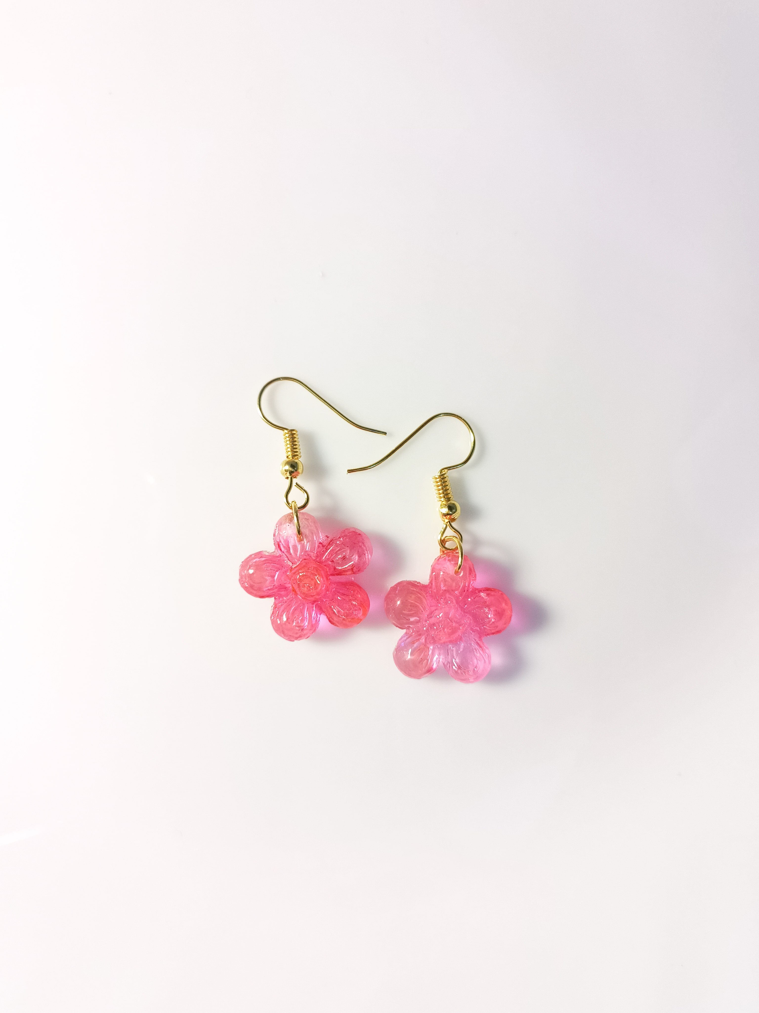 Pink Resin Blossom Earrings