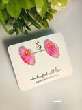 Pink Petal Resin Studs