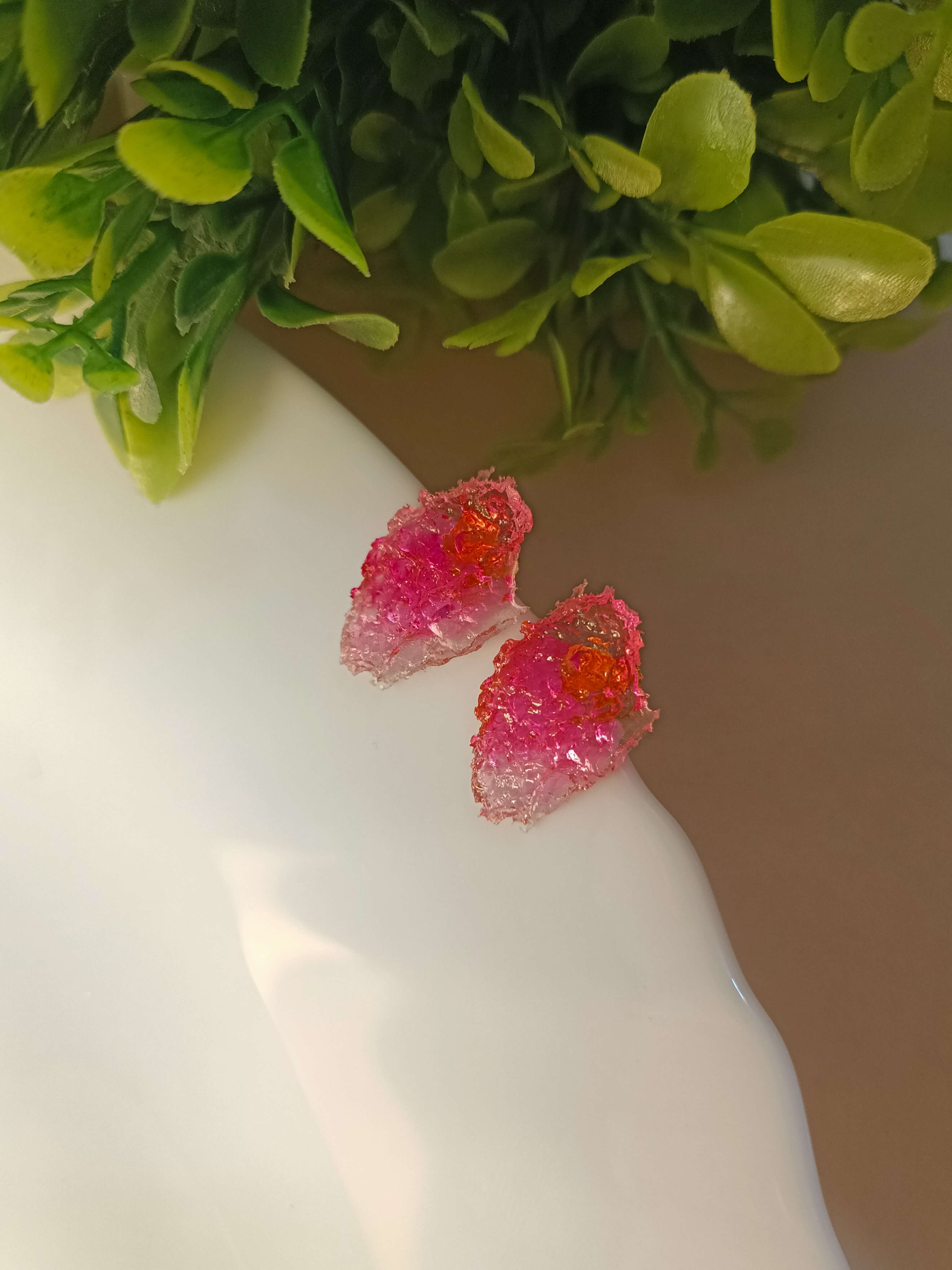 Pink Petal Resin Studs