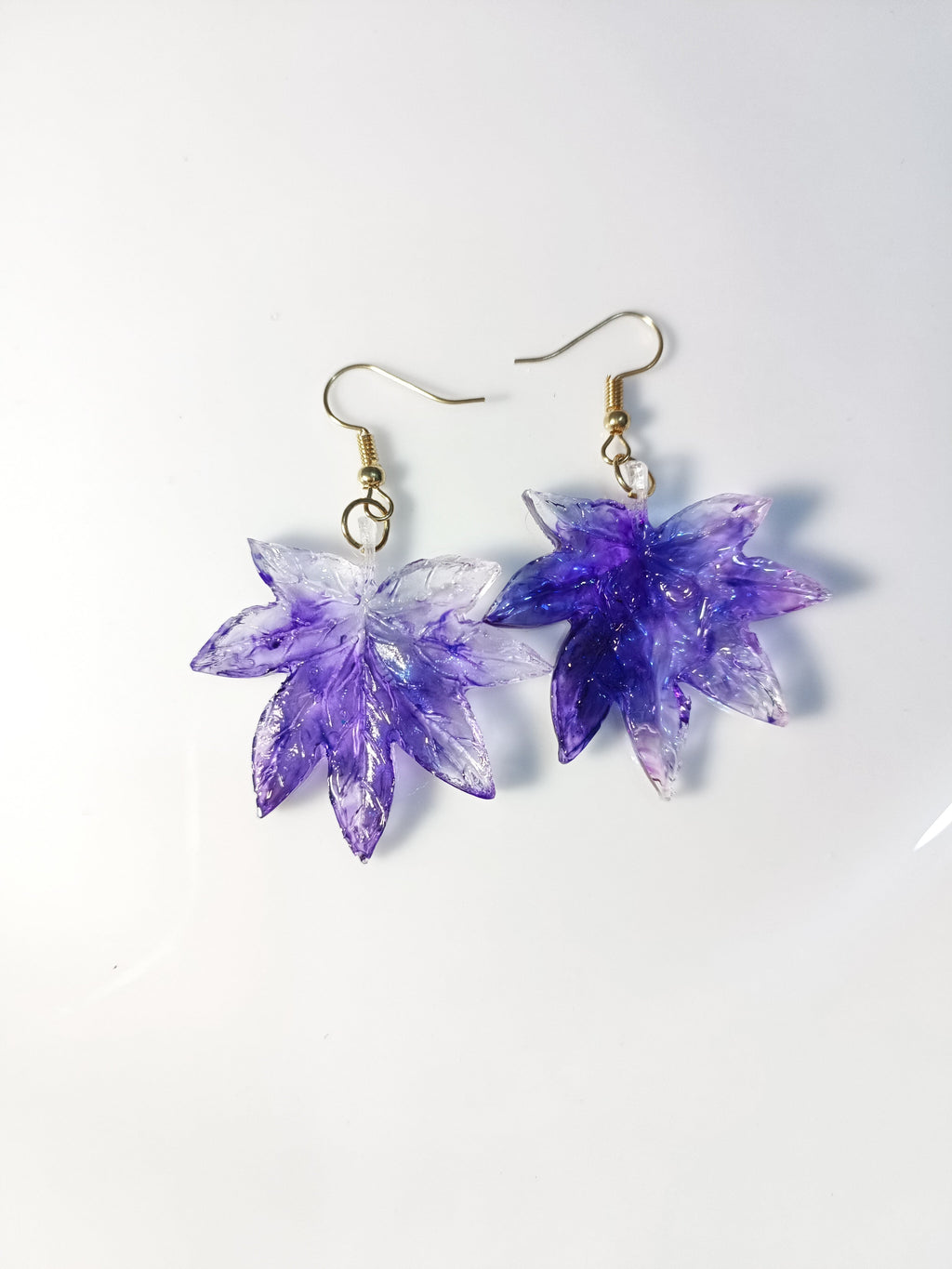 Purple Leaf Resin Earrings