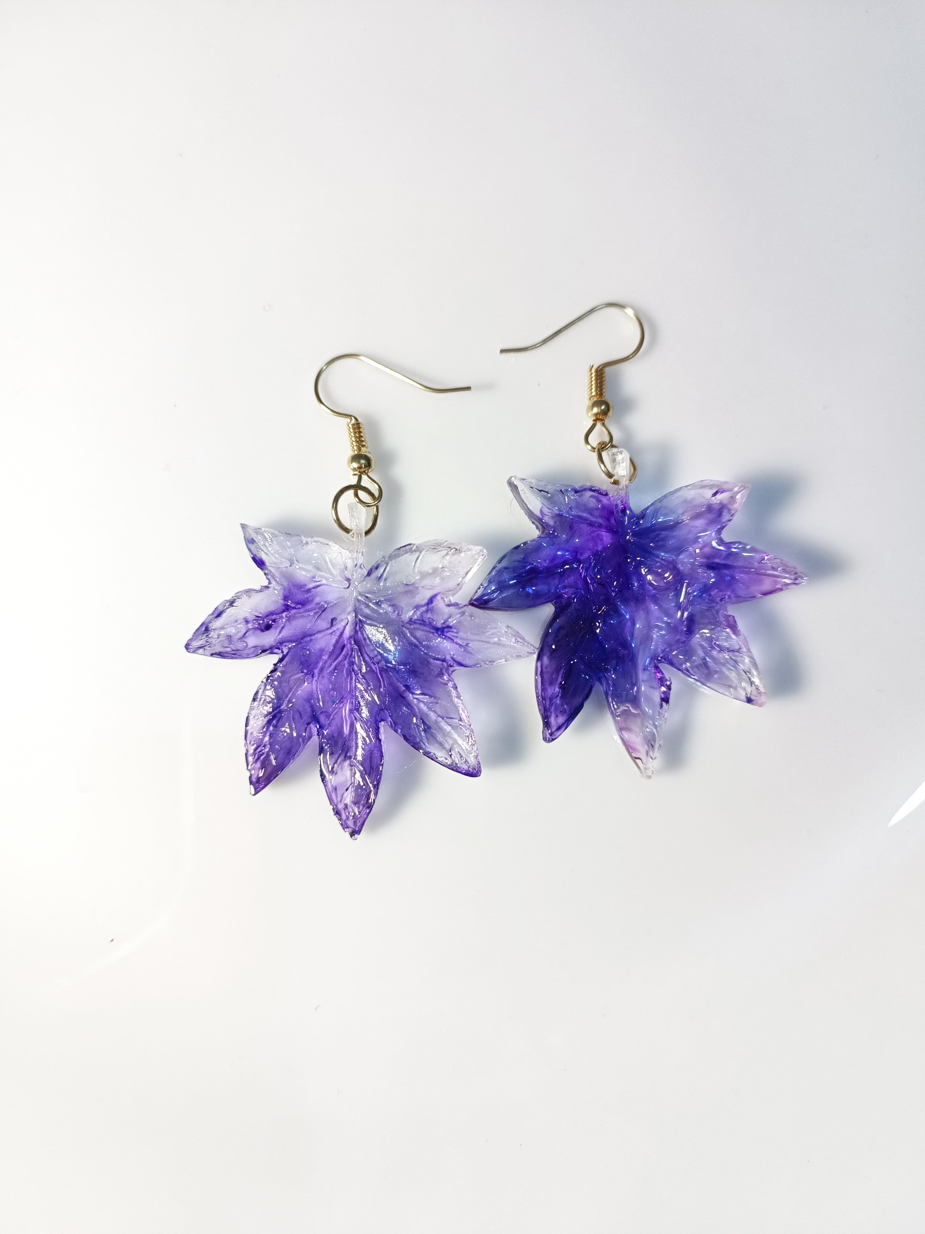 Purple Leaf Resin Earrings