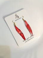 Red Feather Resin Earrings
