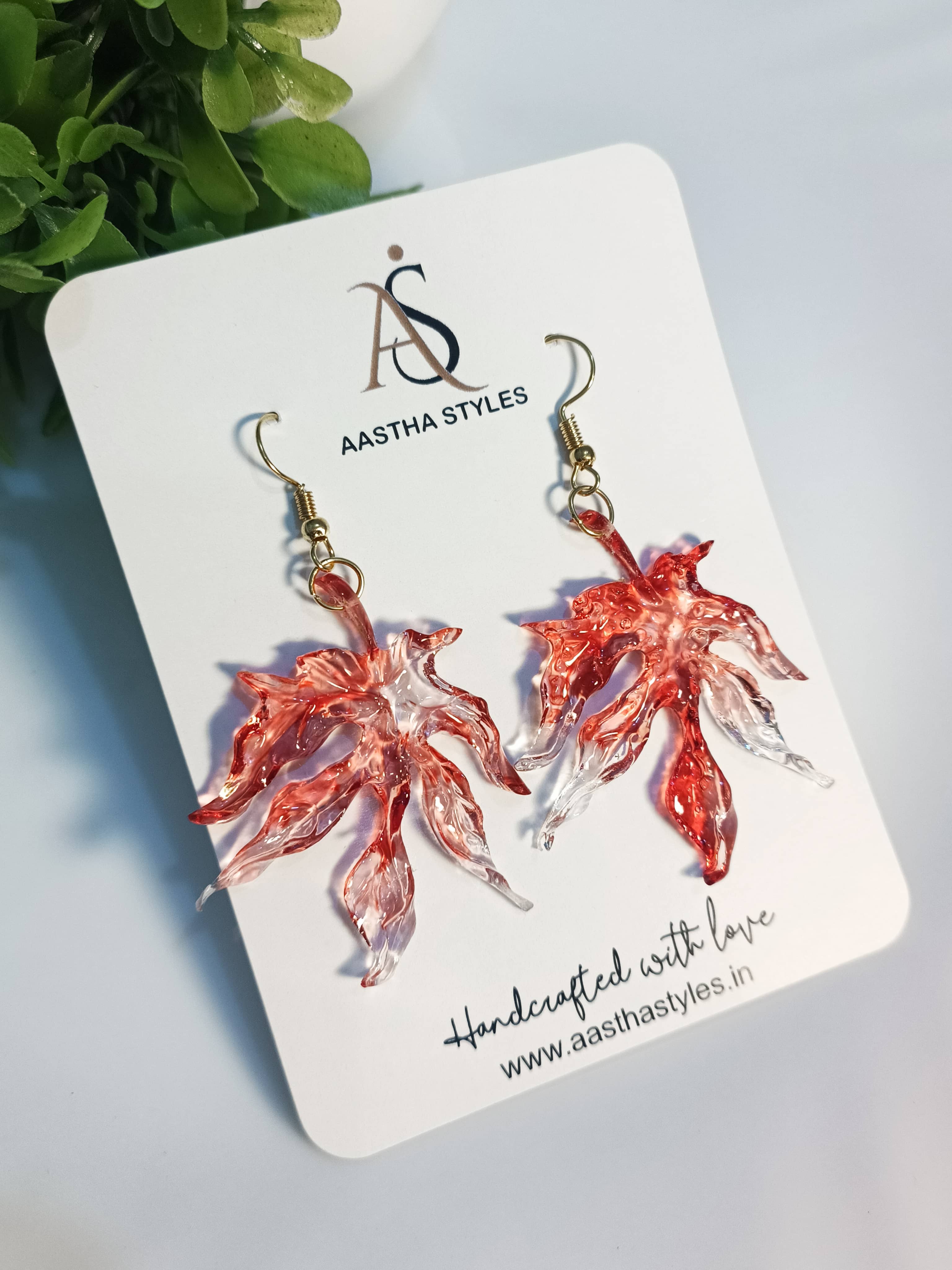 Red Flame Resin Earrings