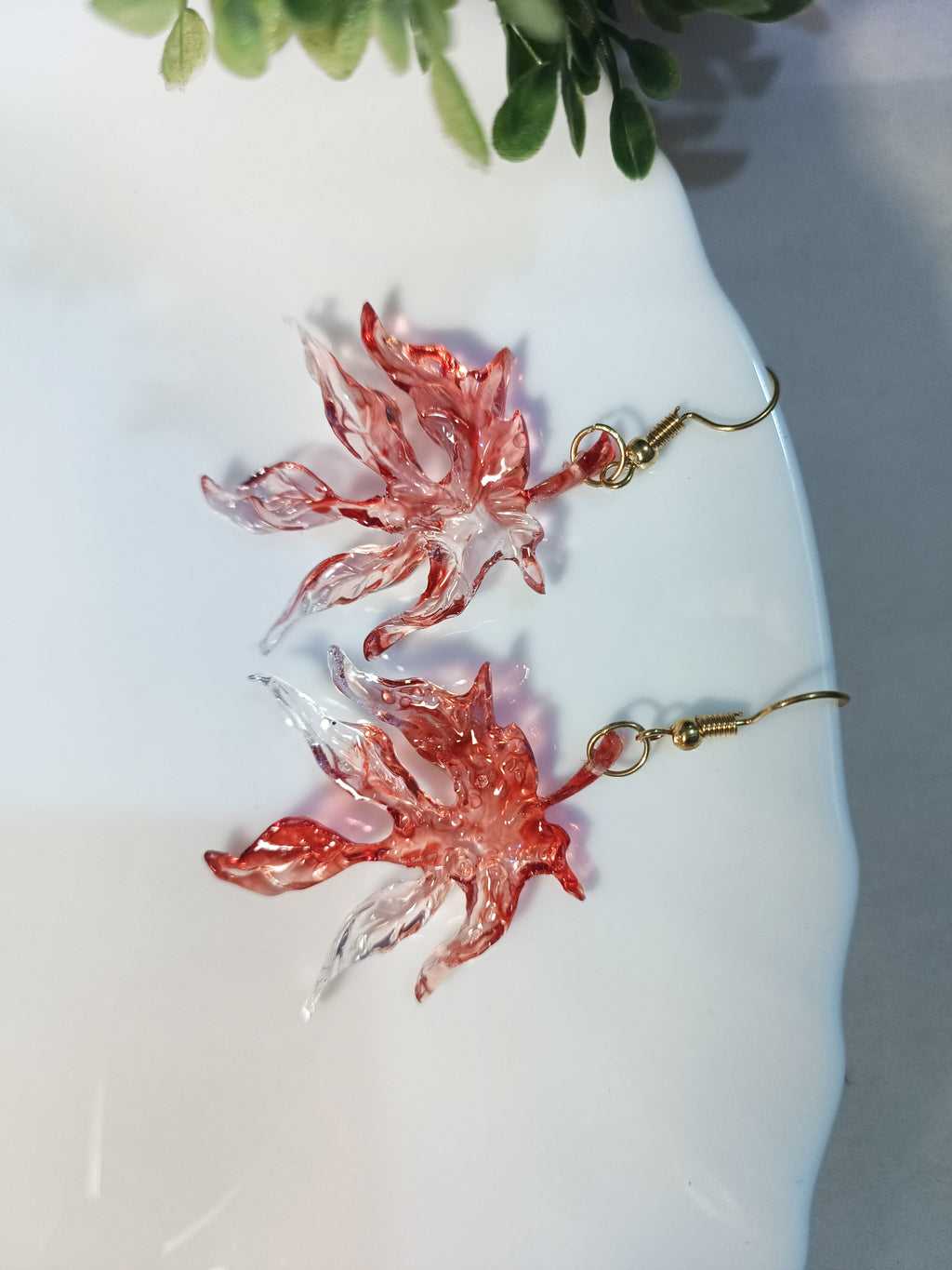 Red Flame Resin Earrings