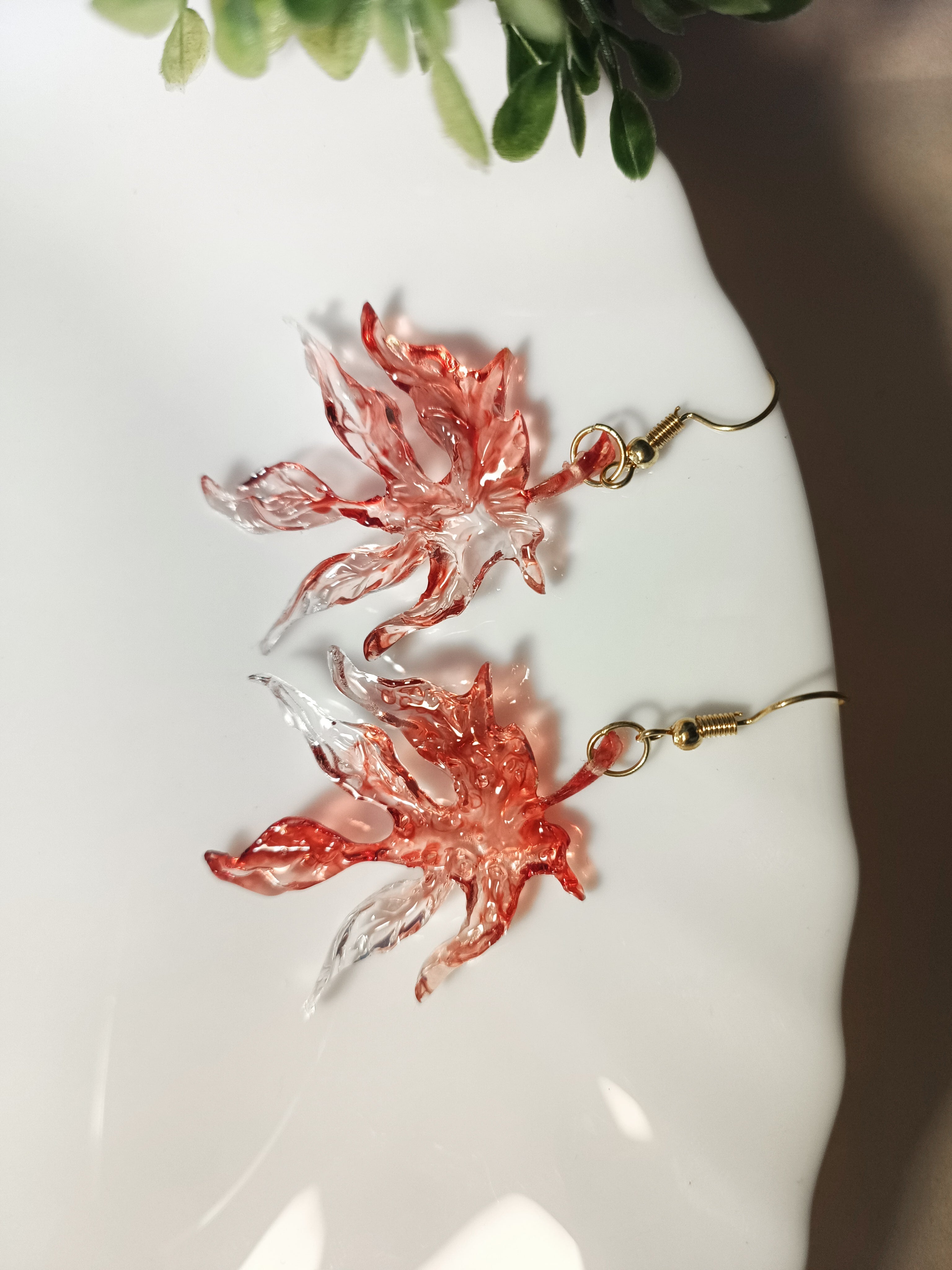 Red Flame Resin Earrings