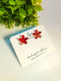 Red Resin Flower Studs