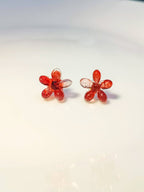 Red Resin Flower Studs