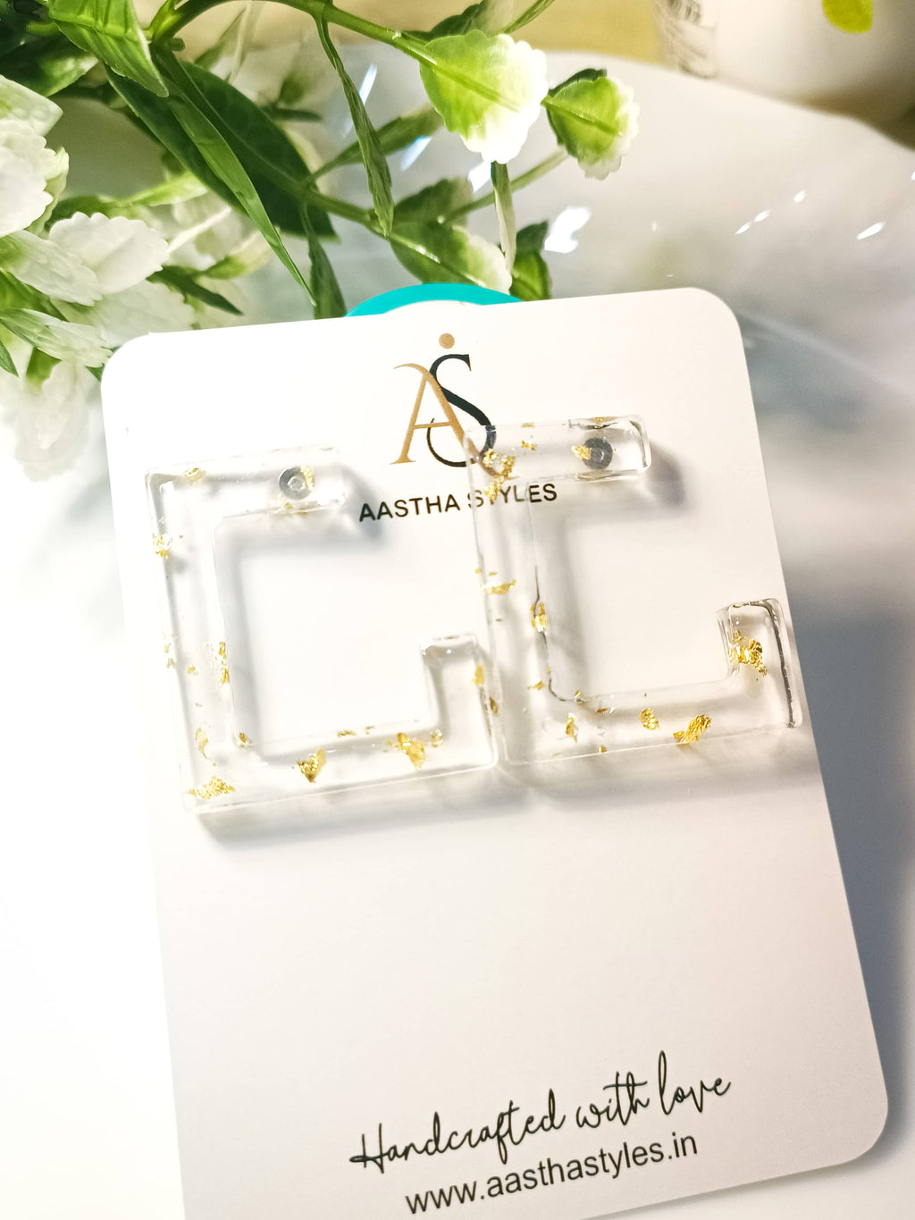 Crystal Goldflake Alphabet Earrings – Letter C