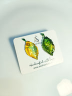 Yellow & Green Leaf Resin Studs