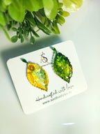 Yellow & Green Leaf Resin Studs
