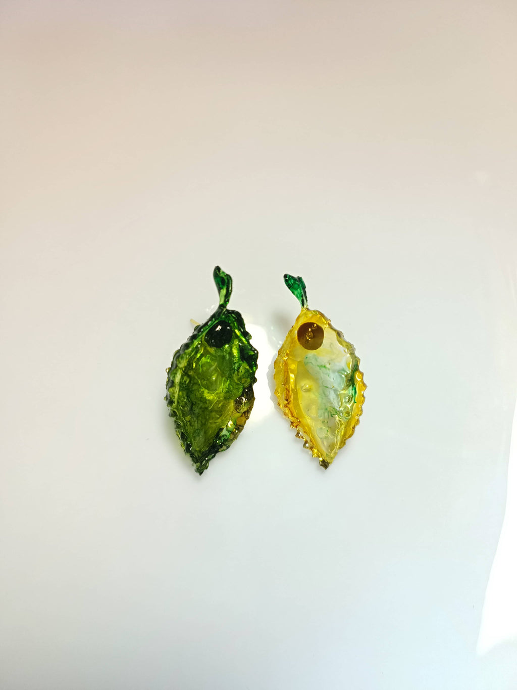 Yellow & Green Leaf Resin Studs