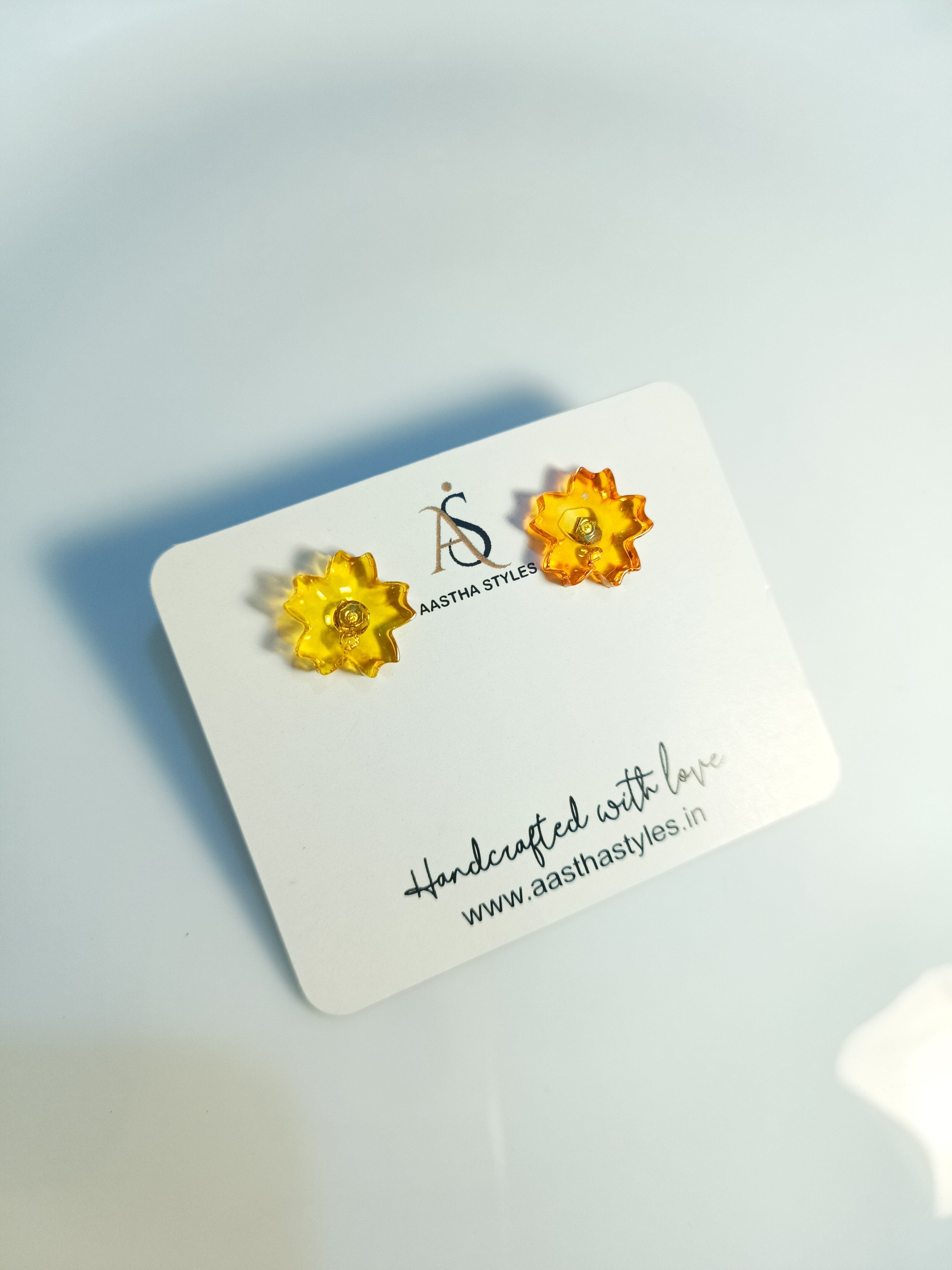 Yellow Mini Flower Resin Studs
