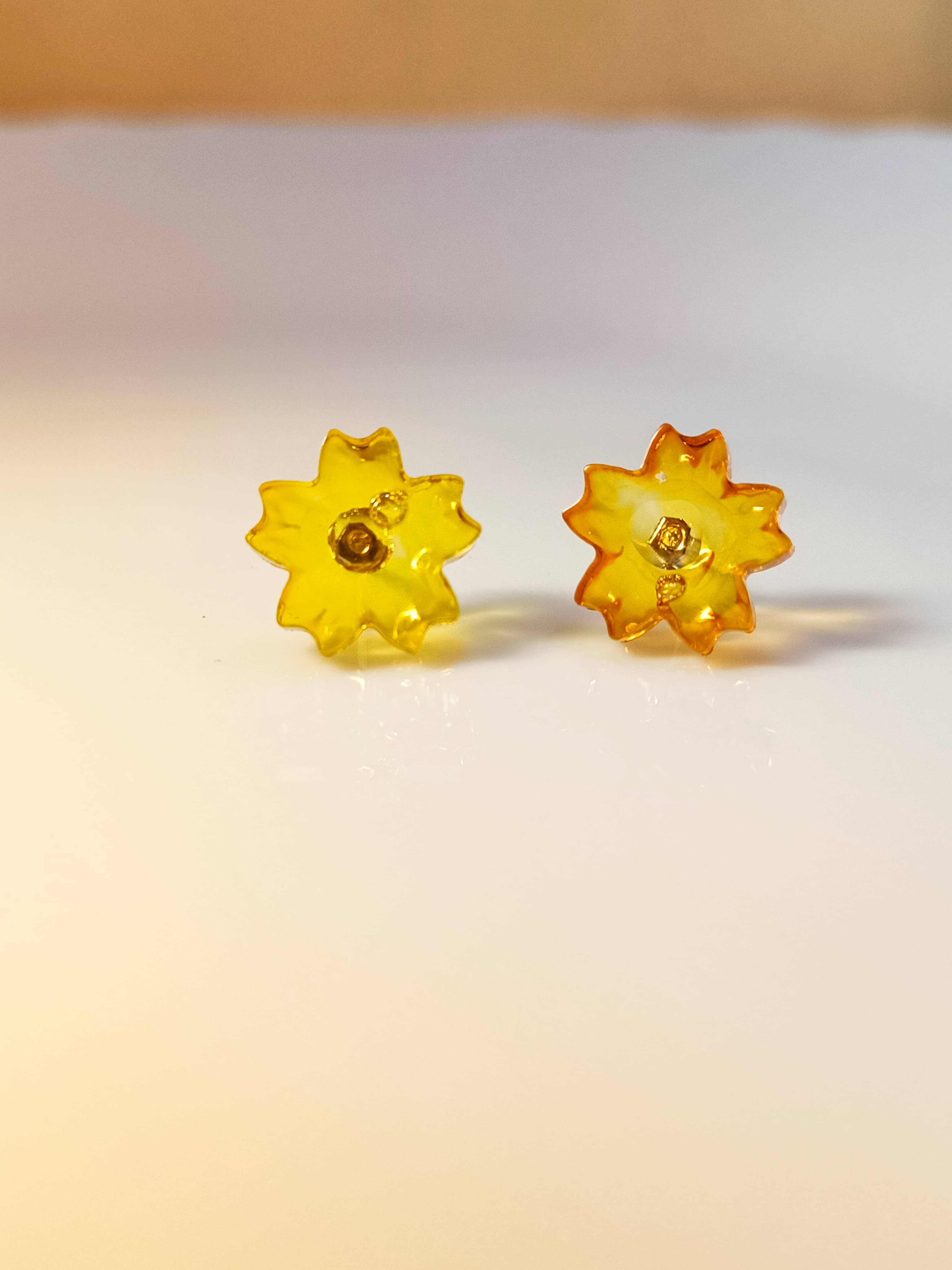 Yellow Mini Flower Resin Studs