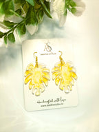Sunlit Monstera Resin Earrings