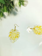 Sunlit Monstera Resin Earrings