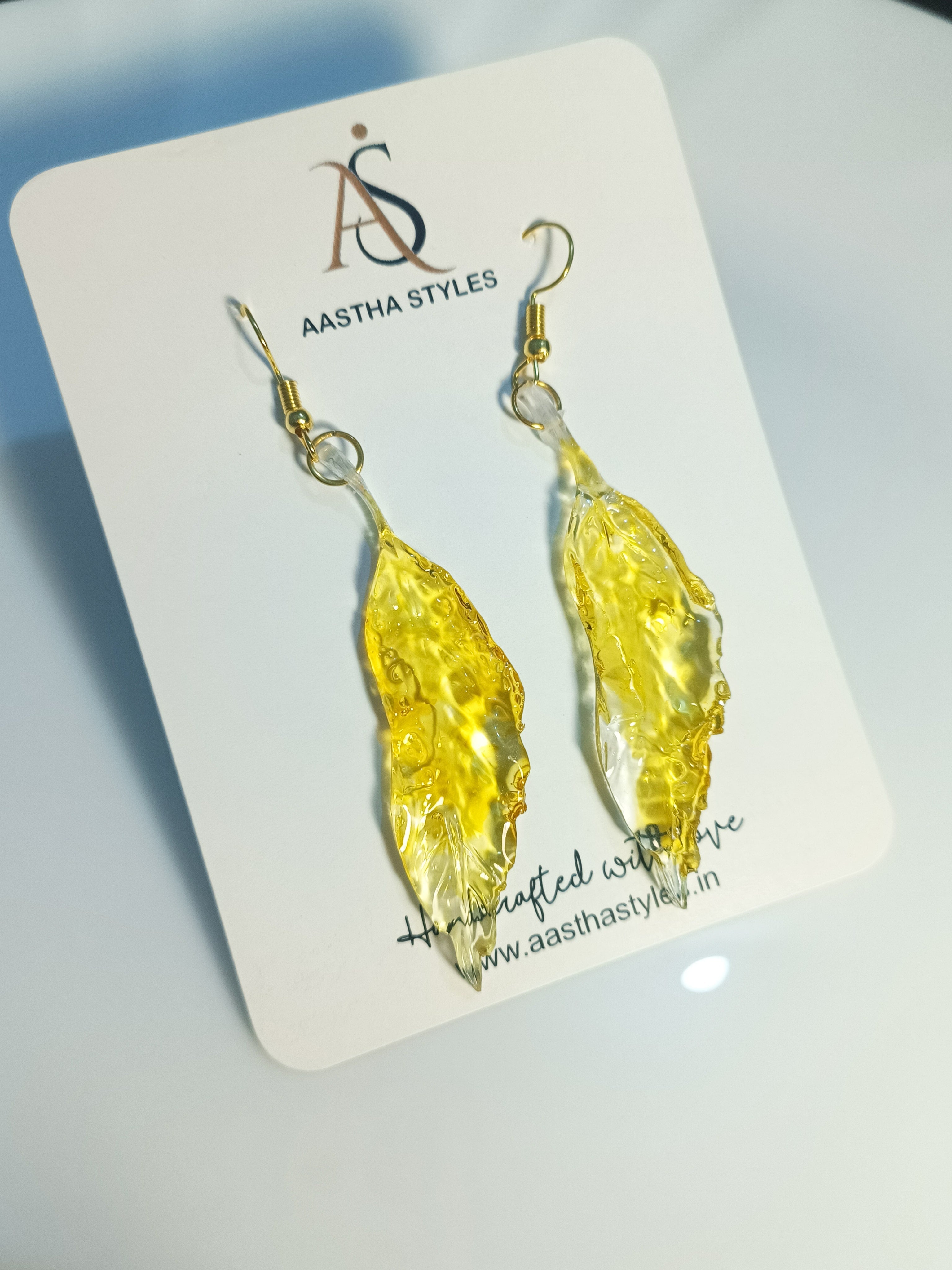 Yellow Leaf Resin Earrings