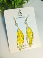Yellow Leaf Resin Earrings